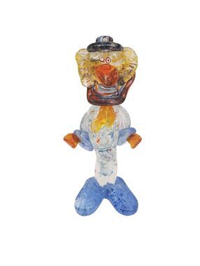 Rare Vintage Murano Glass Clown Figurine Made in Italy w Sticker READ